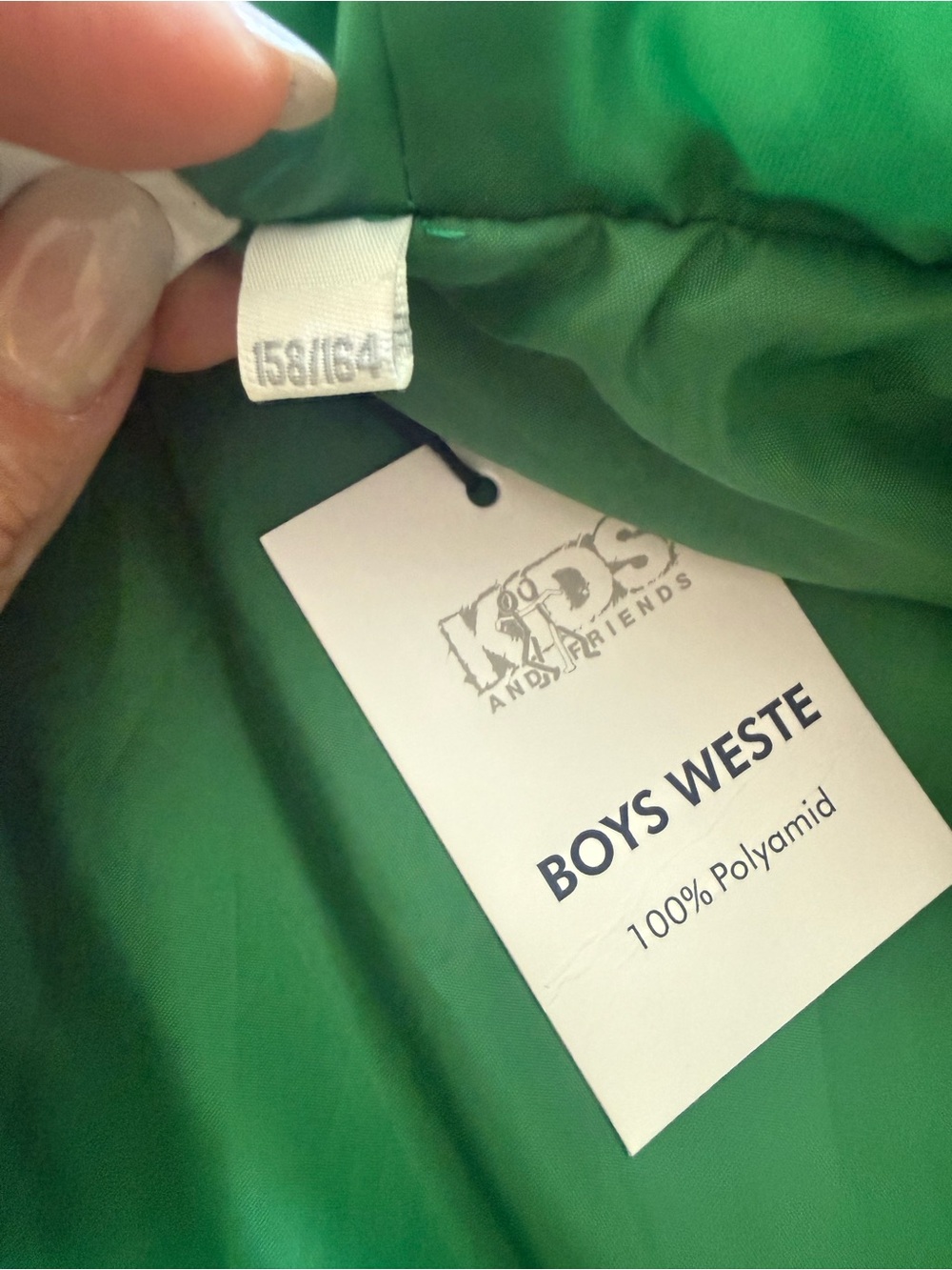 Kids & Friends Boys Hooded Puffer Vest | Navy & Green | NWT | Size 14–16 - Picture 3 of 7